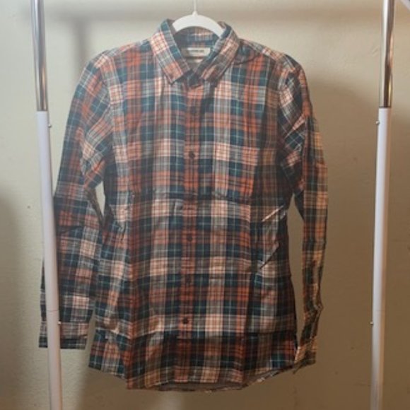 Goodthreads Men's Red/Blue Full Button Long Sleeve Plaid Shirt Small NWT - Picture 1 of 8